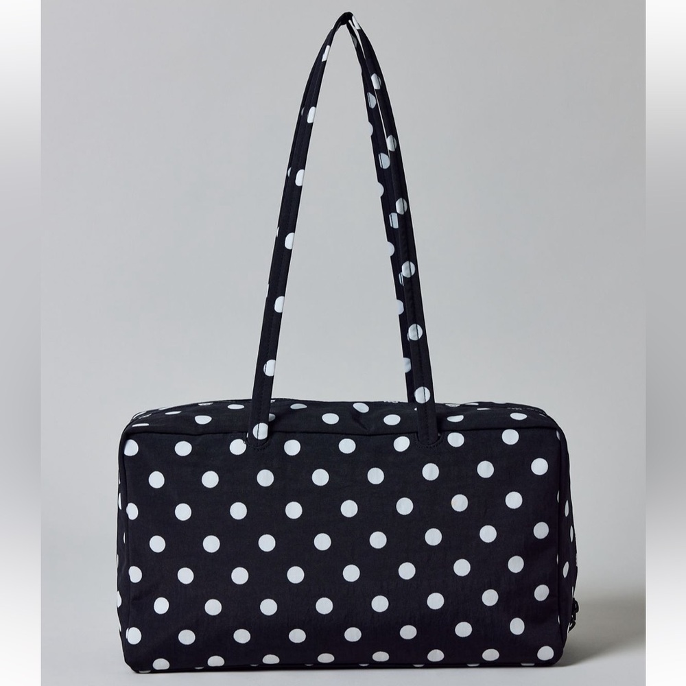 BAGGU Black and White Polka Dot Nylon Bowler Tote Bag NEW NWT